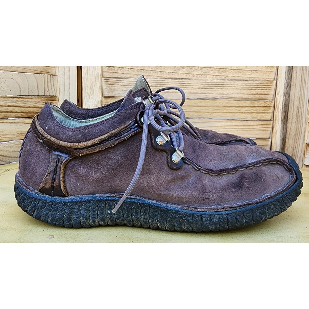 Adidas Sz 6.5 Anzo Low Trail Brown Suede Moccasin Lace Up Hiking Shoes Gorpcore